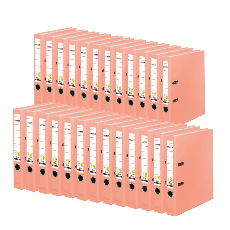 Original Falken 25-pack PP-Color plastic folders. Made in Germany. 5 cm narrow DIN A4 salmon ring binder vegan file folder letter folder office folder plastic folder slotted folder