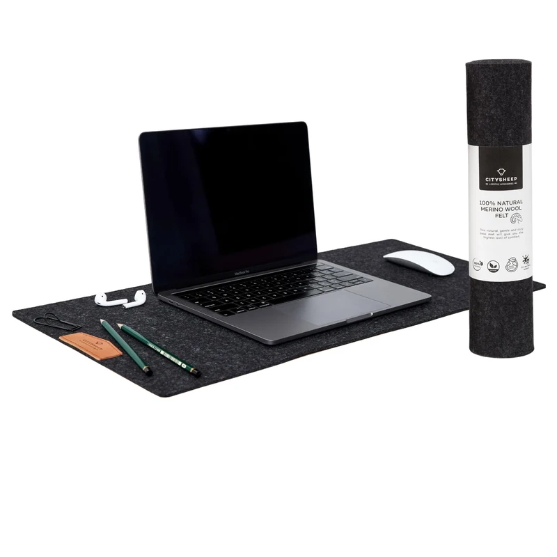 Desk Mat 85 x 35 cm. Desk Pad Desk Protector Mat Felt Mat Soft Natural Merino Wool Felt Desk Mat Large Laptop Mat Extended Mouse Pad Keyboard Mat. Anthracite Color.