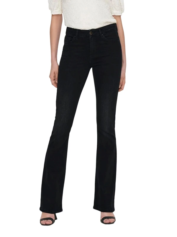 ONLY Bestseller A/S Women's Onlblush Mid Flared DNM Tai1099 Noos Stretch Jeans, Washed Black, L / 32L
