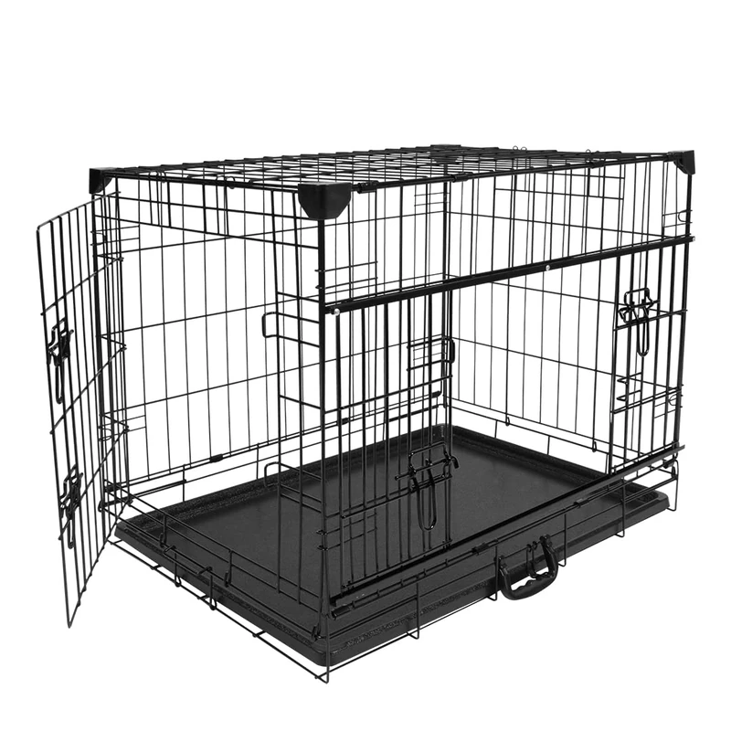 duvoplus, Iron Ninja Edition Cage with Sliding Door, 56 x 33 x 41 cm, Black, Transport, Black, Dog