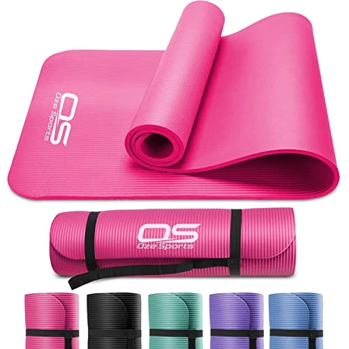 Yoga Mat Exercise NBR Fitness foam mat Extra Thick Non-Slip Large Padded High Density ideal for HiiT Pilates gymnastics mats Fitness & Workout with Free Carry Strap