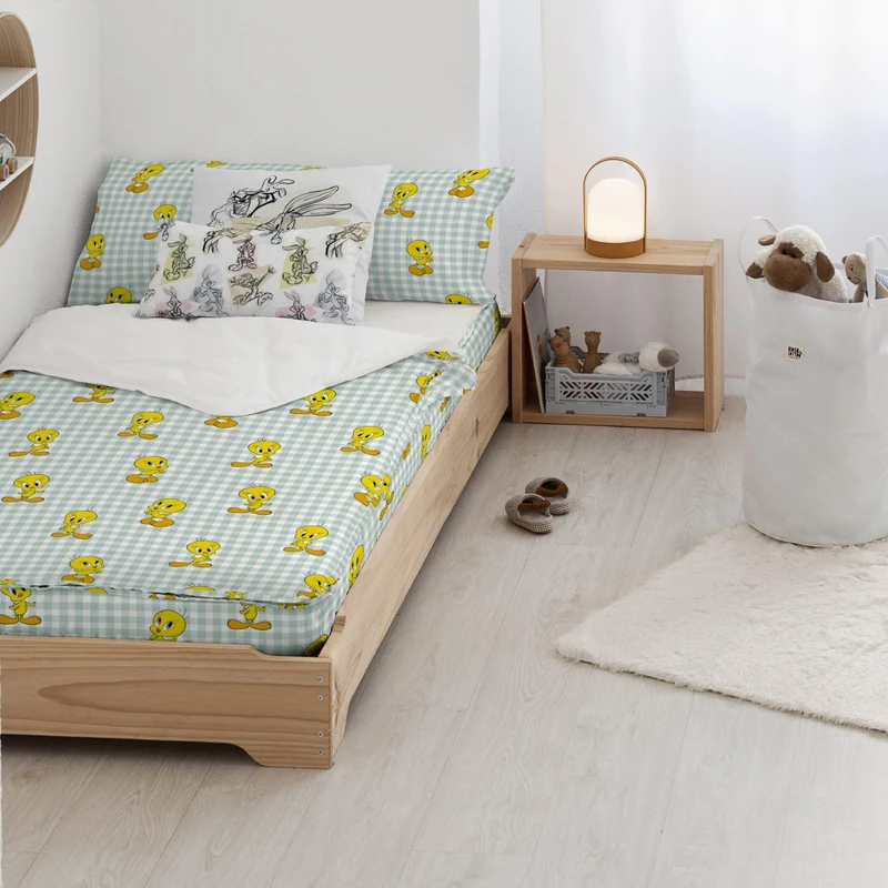 BELUM | 100% Cotton Tweety Vichy Duvet Bag for 90 cm Beds (90 x 200 cm)
