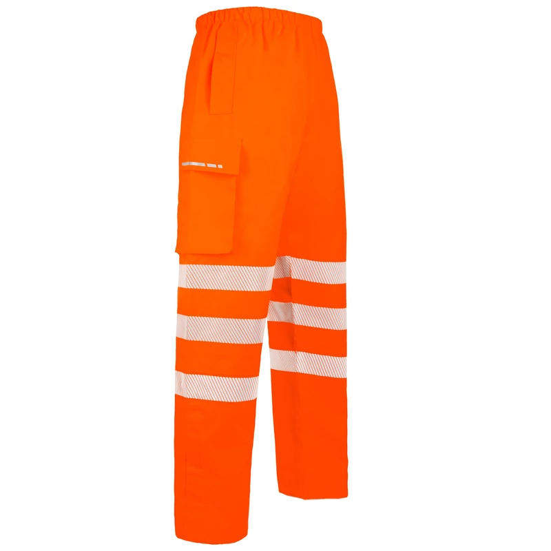 BeeSwift Deltic Hi-Vis Overtrouser Water Repellent PPE Safety Workwear Personal Protective Clothing Outerwear Work Outdoor Wear - Orange - Medium