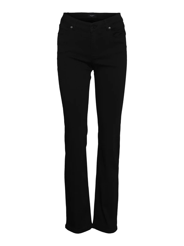 VERO MODA Women's VMDAF MR Straight VI1137 NOOS Jeans, Black, XS/32, Schwarz, XS / 32L