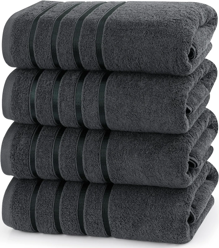 Utopia Towels 4 Pack Premium Viscose Oversized Bath Towels Set, 100% Ring Spun Cotton (27 x 54 Inches) Highly Absorbent, Quick Drying Shower Towels for Bathroom, Spa, Hotel and Gym (Grey)
