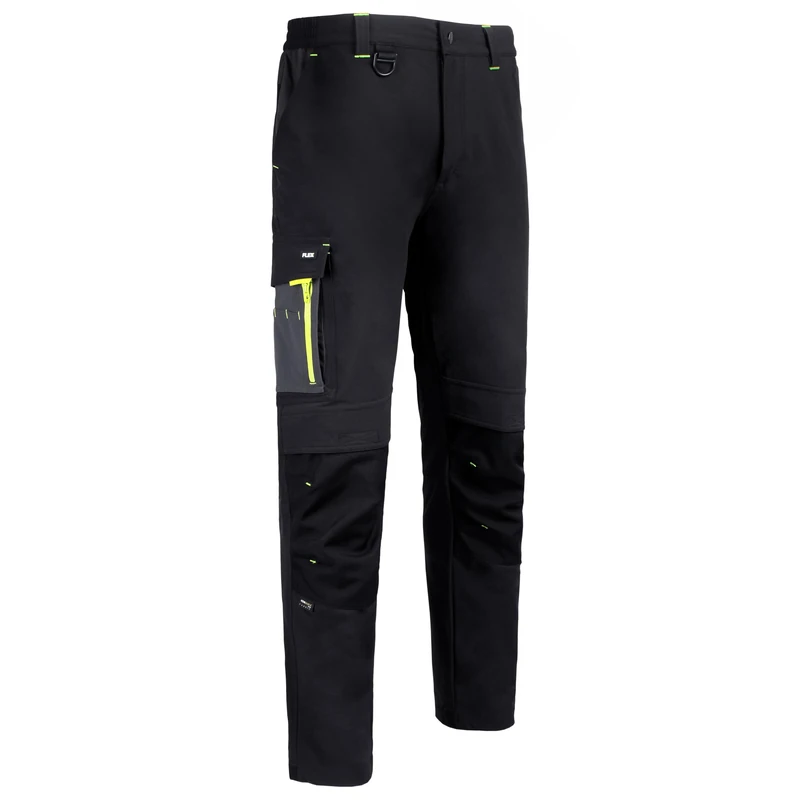 BeeSwift Flex® Workwear Trousers Unisex Two-Toned Black/Grey Durable Four-Way Stretch Fabric Breathable Outdoor Walking Trousers - 34 Short
