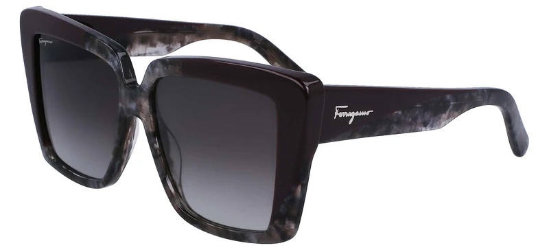 Salvatore Ferragamo SF1060S 021 Grey Marble/Bordeaux Sunglasses Woman Acetato, Rectangle, 55