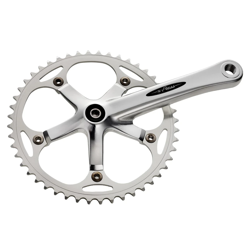Miche Xpress Track Chainset – Fixed Gear Crankset with 1/8" Steel Chainring – Forged Aluminium Arms – JIS Square Taper – Italian Made – 170 mm – 48T - Silver
