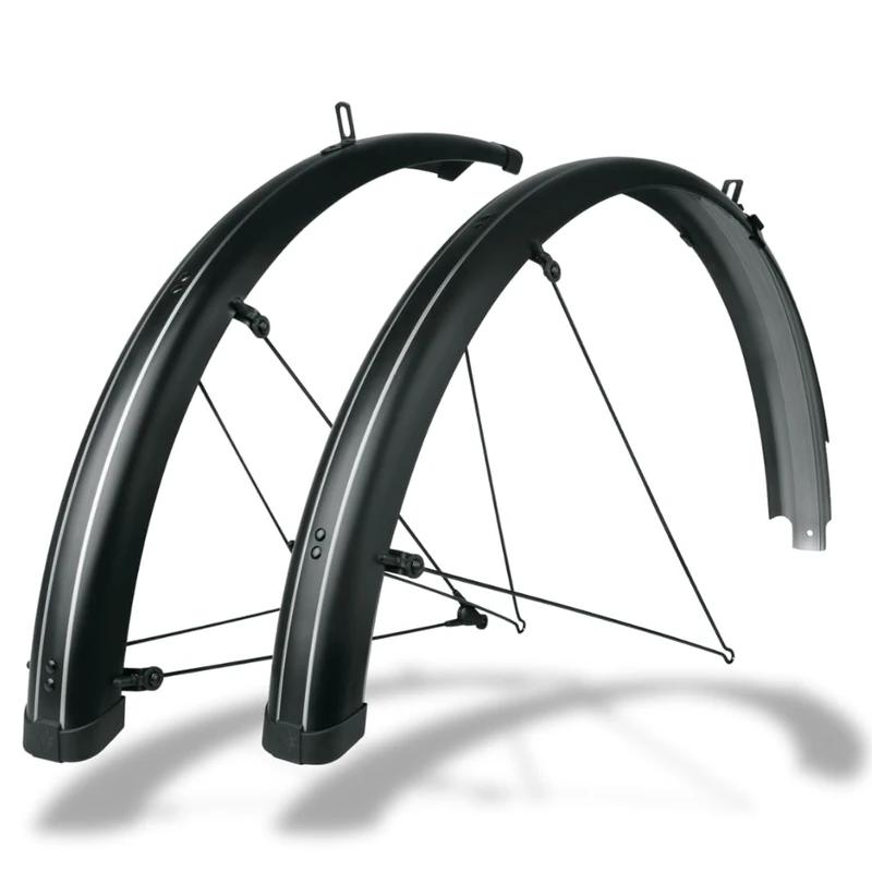 SKS GERMANY BLUEMELS Stripes 28 Inch 69 Set Mudguard Set, Wheel Guard (Pinstripe-Look, Sandwich Construction, Heavy Duty and Rigid, ASR Safety System, V-Braces for Easy Installation), Black