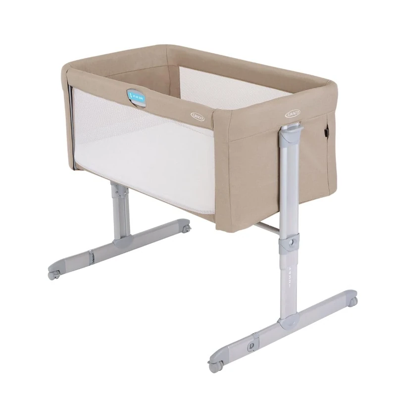Graco Sweet2Sleep Bedside Bassinet/Crib keeping baby close to you with easy-access side rail, 11 height adjustments, 4 tilt positions and with carrybag, Oatmeal fashion