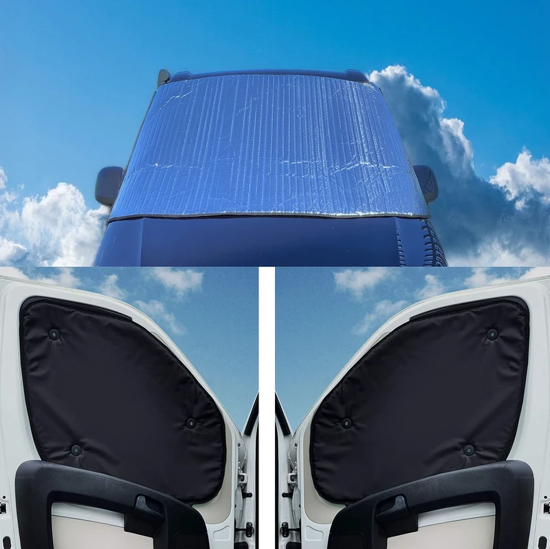 External Thermal Blinds To Fit Fiat Ducato (Years 2006 to Date) With Black Lining