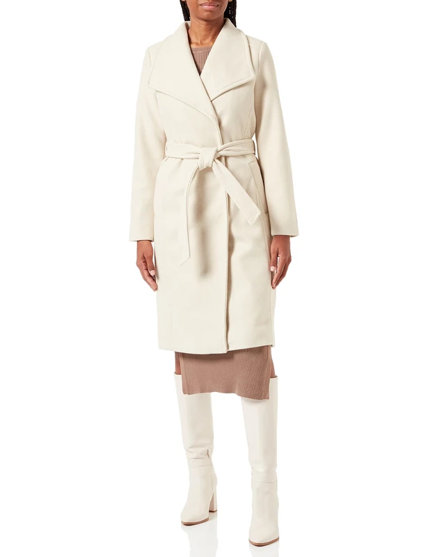 VERO MODA Women's Vmpaula Fie Long Coat Noos Coat, Oatmeal, XL