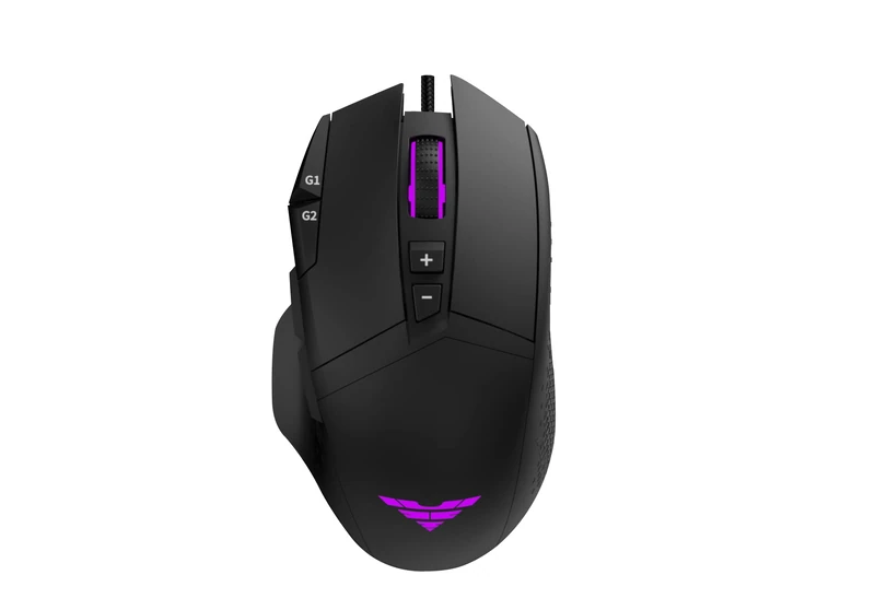 PREYON Falcon Wired Gaming Mouse with RGB Backlight and Braided Cable - Computer Mouse with Omron 20M Switches - 12400 DPI Optical Sensor - 9 Programmable Buttons