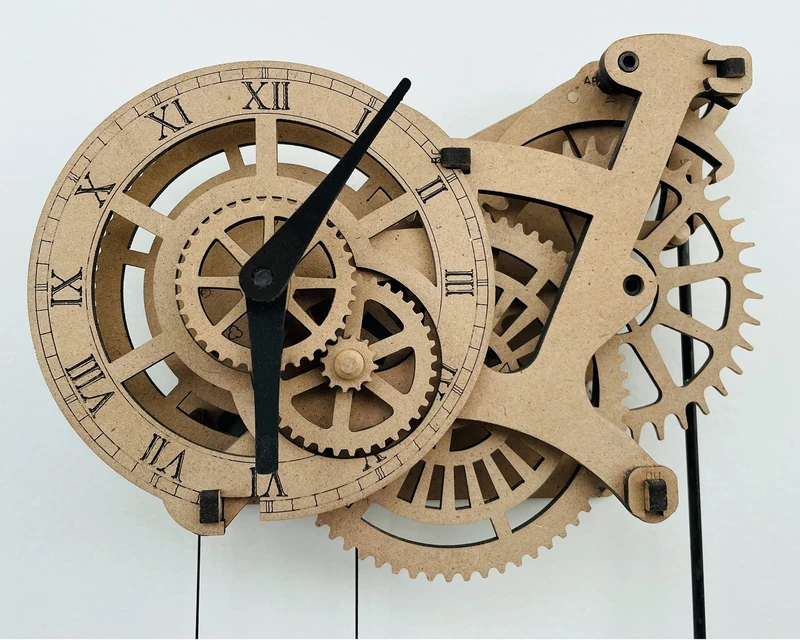 ABONG Crossingham Wooden Gear Wall Clock Kit - Pendulum Mechanical Clock DIY Puzzle Vintage Gear Model