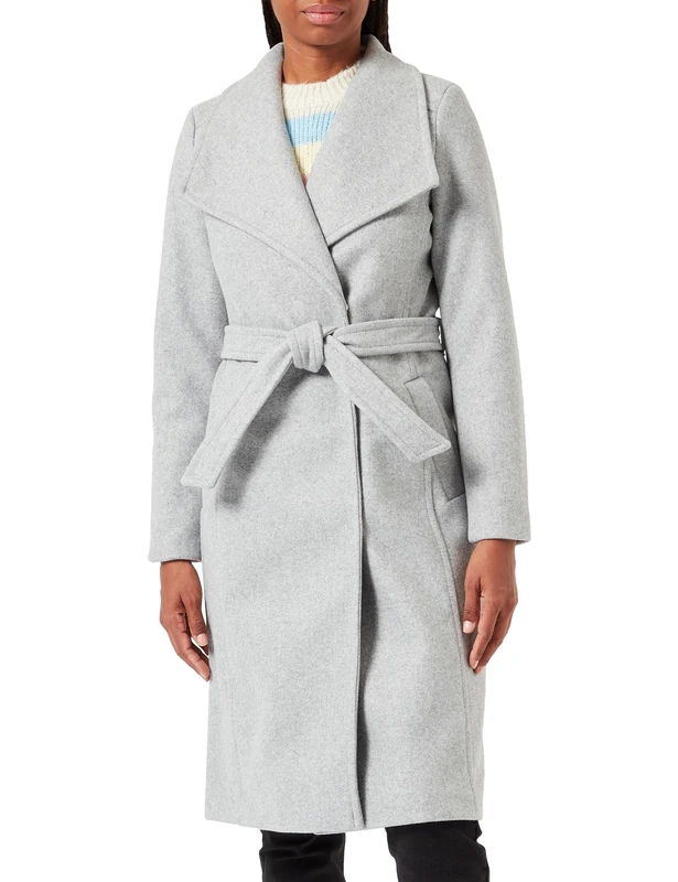 VERO MODA Women's Vmpaula Fie Long Coat Noos Coat, Light Grey Mix, L