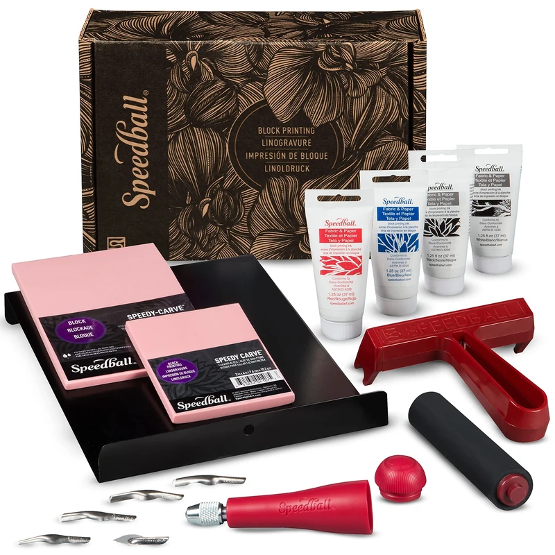 Speedball Deluxe Block Printing Fabric Kit, Includes All Tools to Get Started with Block Printing Lino Cutting, Super Kit
