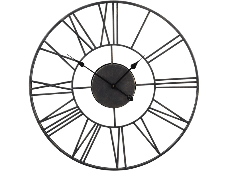 Saville Designs Metal Antique Skeletal Outdoor Wall Clock, 70 cm Diameter, Black