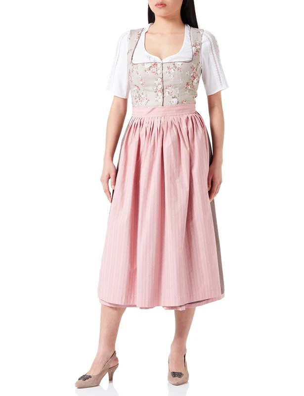 BERWIN & WOLFF TRACHT FOLKLORE LANDHAUS Women's 826075 Dress, Taupe mit Rosa, 6