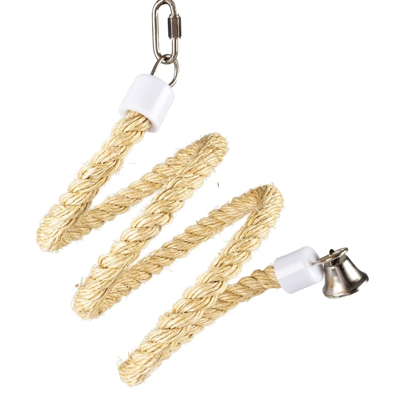 duvoplus, Sisal Rope with Bell S - 96 x 19 x 19 cm, Beige, Birds, Beige, Birds - Image 1