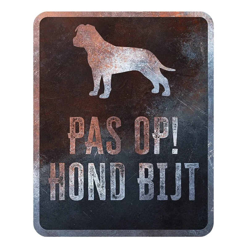 D&D Home, Warning Sign 25 x 20 x 0.3 cm Dutch Version Black Background Metal Warning Sign Rust Resistant Funny Text - Image 1