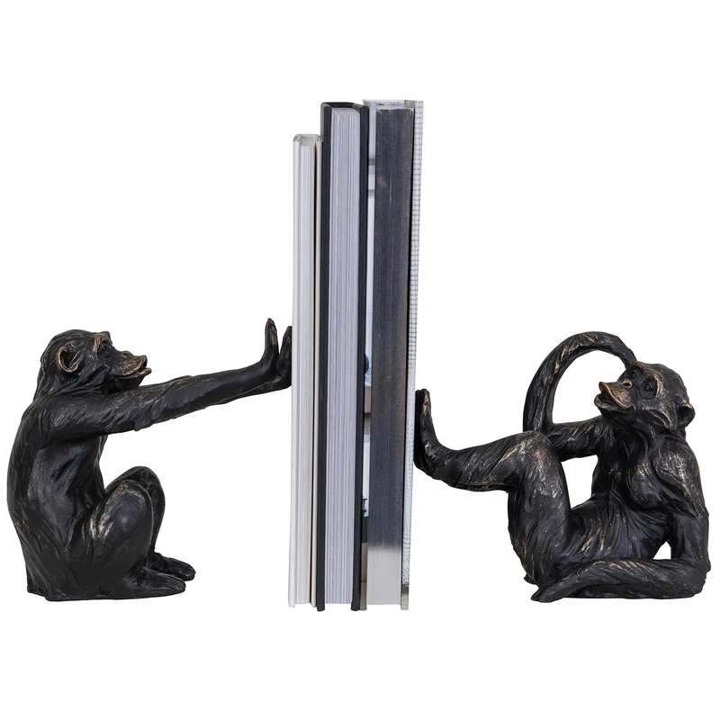 Saville Designs Sculpture Bookends, Resin, Black, One Size - Image 1