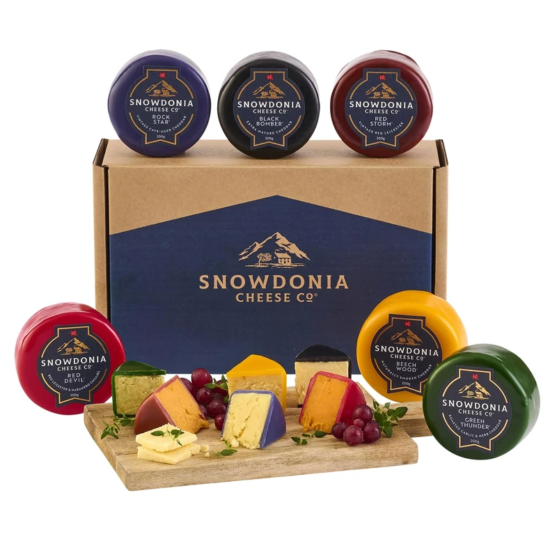 Snowdonia Cheese Company | Premium Deli Gift Box | 6 Luxury Welsh Cheeses | Black Bomber Cheddar Cheese and more