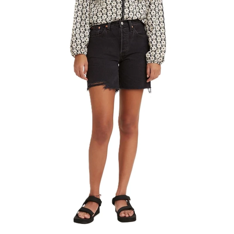 Levi's Women's 501® Mid Thigh Shorts Denim Shorts, Lunar Black, 32
