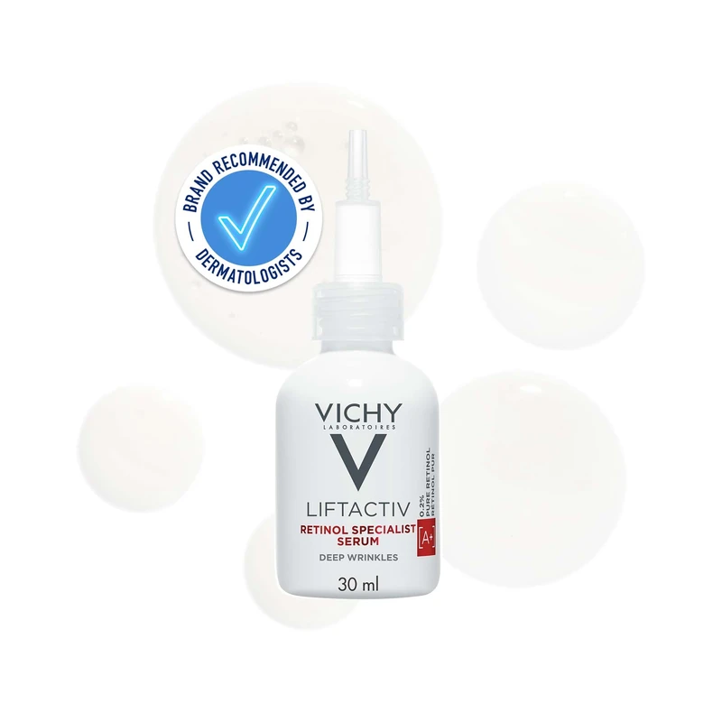 Vichy Liftactiv Retinol Specialist Serum, Anti-Aging Night Serum for Deep Wrinkles and Dark Spots with 0.2% Pure Retinol and Probiotic Fractions, For All Skin Types, 30ml