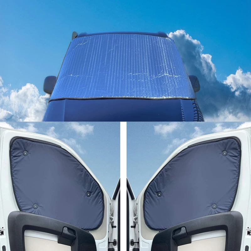 External Thermal Blinds To Fit Ford Transit Custom (Years 2012 to Date) With Navy Lining