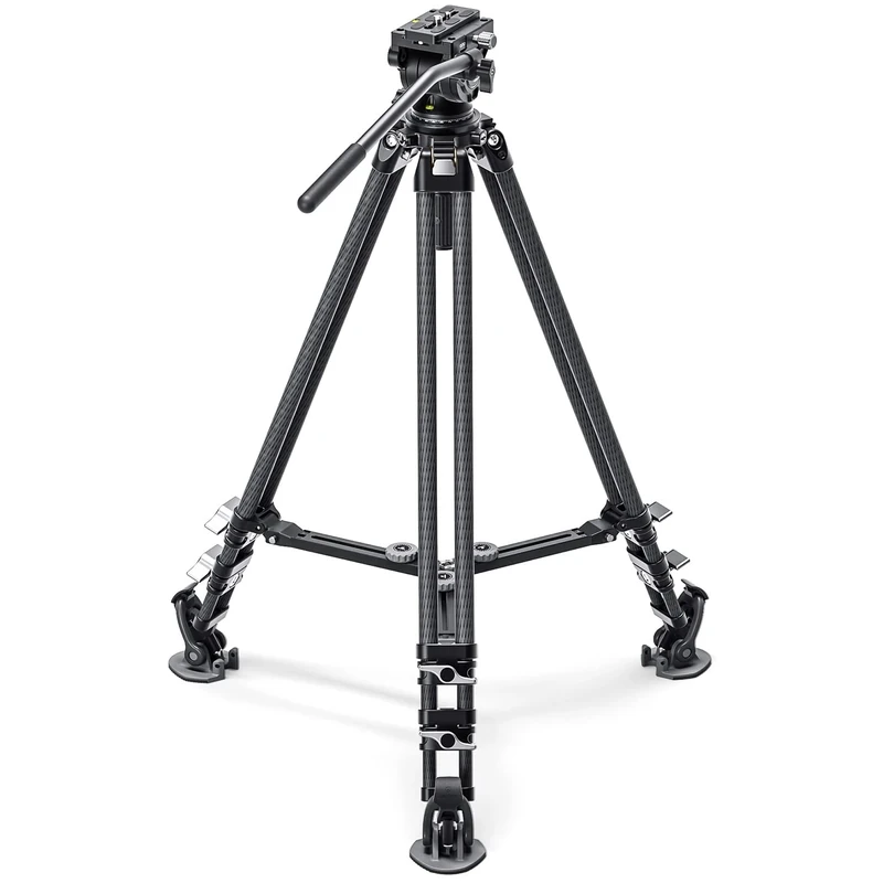 Leofoto - Video tripod - Carbon Tripod For Cameras - Load capacity of 20kg - Extendable Feet - Min. Height of 32,5 cm to a Max. Height of 160 cm - LVC-193C+BV-10