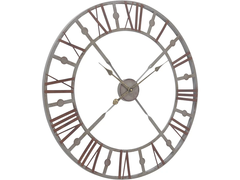 Saville Designs Metal Antique Skeletal Wall Clock, 70 cm Diameter, Grey