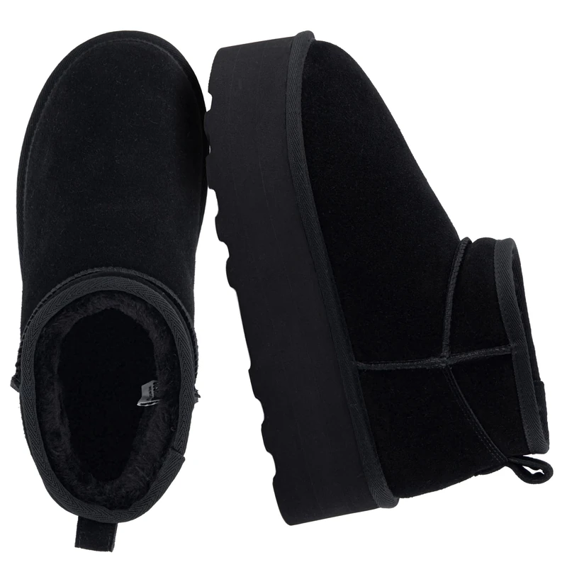 CUSHIONAIRE Women's Hippy Genuine Suede Pull on Platform Boot +Memory Foam, Black 9 UK