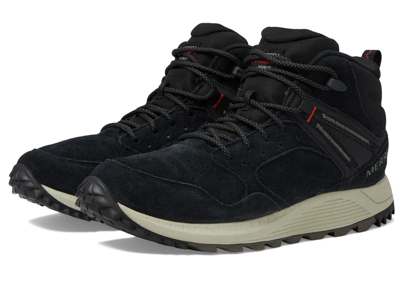 Merrell Men's Wildwood Mid Leather Waterproof Trainer, Black, 6.5 UK