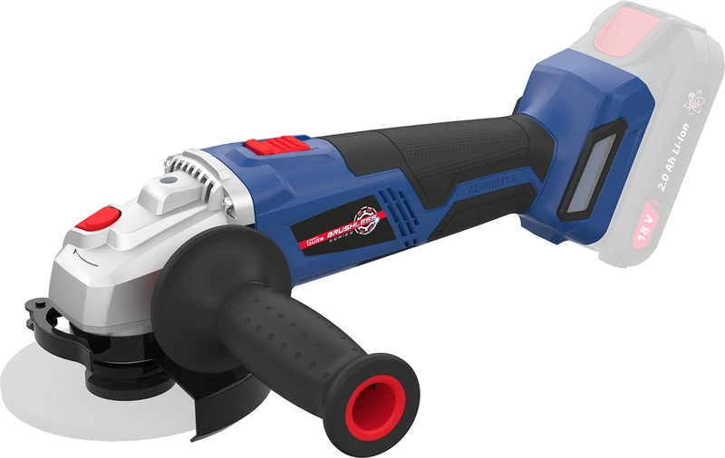 Güde Battery Angle Grinder WS 18-0 BL (Easy-Energy-Exchange, Brushless Series, Lithium Ion, 18 V, 125 mm Disc Diameter, Additional Handle, Without Cutting Disc, Without Battery and Charger)