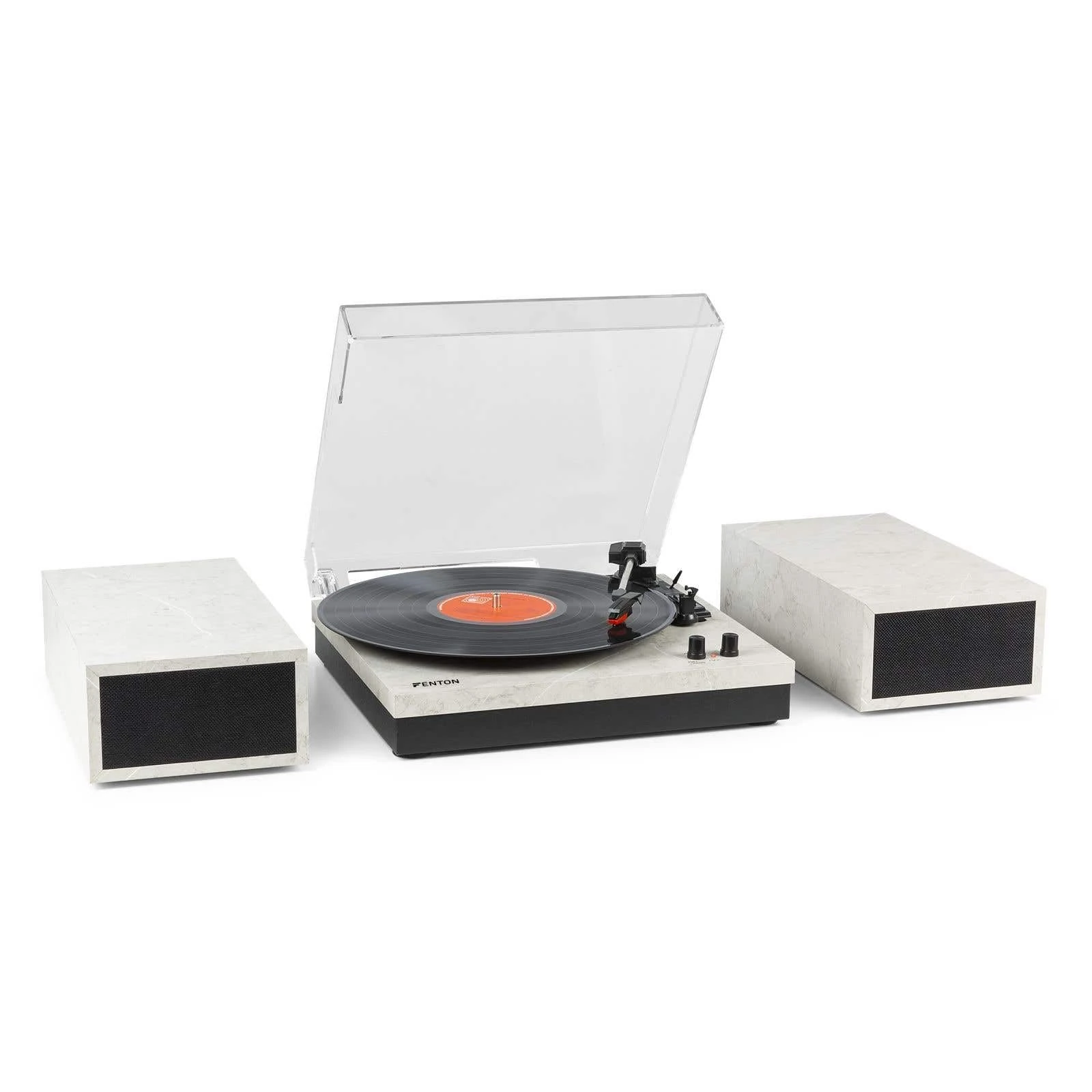 Fenton RP165M Bluetooth Vinyl Record Player with Stereo Speakers, Marble Finish - 3-Speed Turntable, Wireless Audio Streaming, Classic Style for Home Audio Listening