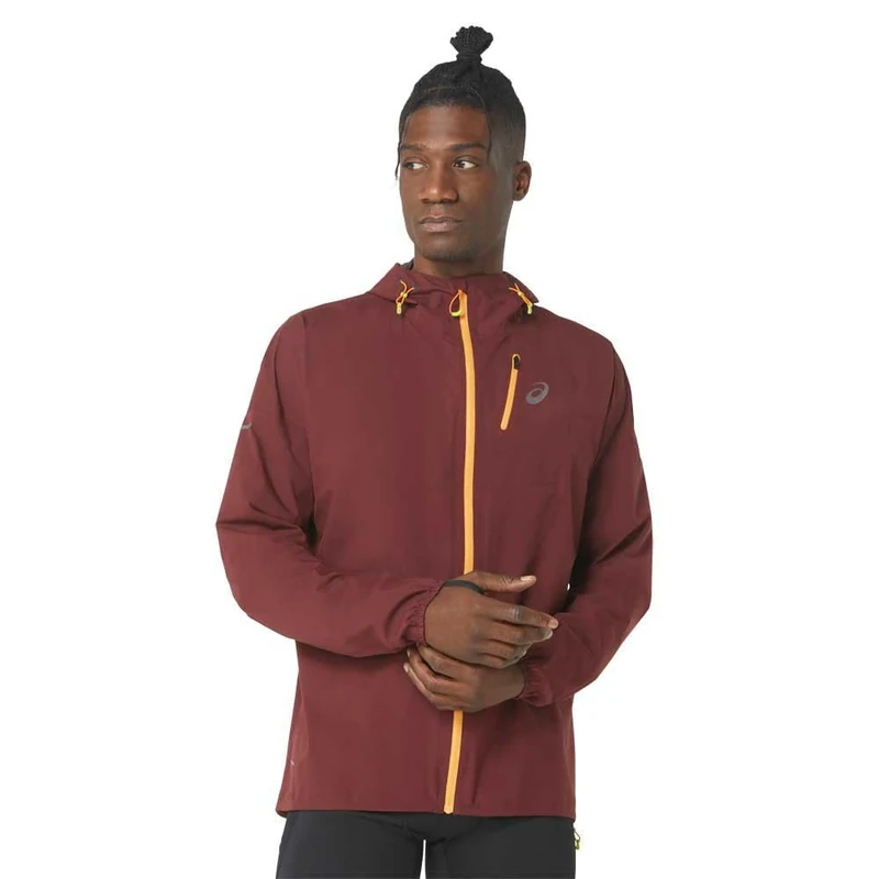 ASICS 2011C259-600 FUJITRAIL WATERPROOF JACKET Jacket Men's ANTIQUE RED/BRIGHT ORANGE Size M - Image 1