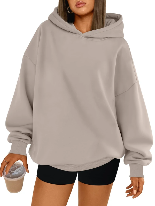 Trendy Queen Women's Oversized Hoodies Fleece Hooded Sweatshirts Comfy Casual Pullover Loose Lightweight Fall Winter Clothes, Coffeegrey, S