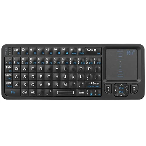 Rii K06 Mini Bluetooth Keyboard,Backlit 2.4GHz Wireless Keyboard with IR Learning, Portable with Touchpad,Compatible with Amazon Fire Stick/VR Glasses/PS4/PS5/HTPC/IPTV (2.4G and Bluetooth)