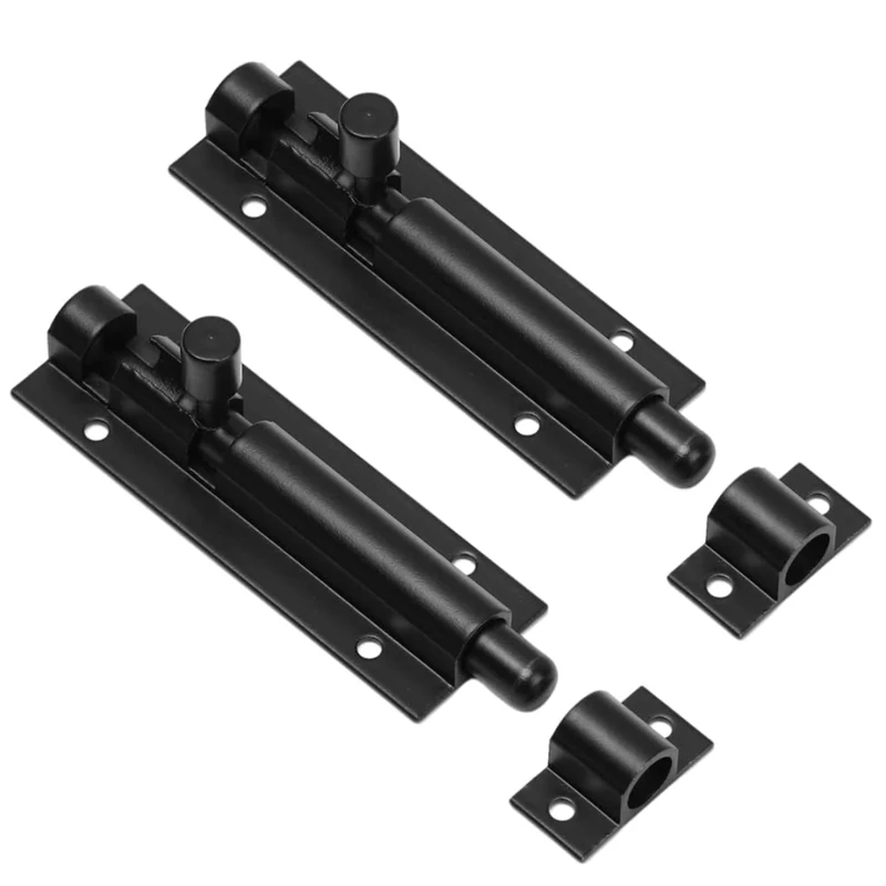 2 Set Door Lock Bolts Shed Door Tower Bolt Heavy Duty Black Door Bolt Latch Slide Barrel Door Bolt Security Lock Latch with Screws for Internal Door Shed Bathroom Toilet Shed (Black, 3inch)