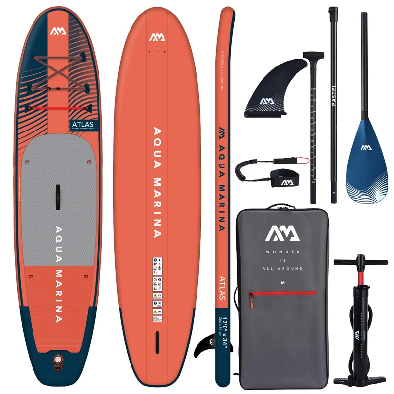 Aqua Marina ATLAS 12ft Premium Inflatable Stand Up Paddle Board (iSUP) Package, 366 cm Length