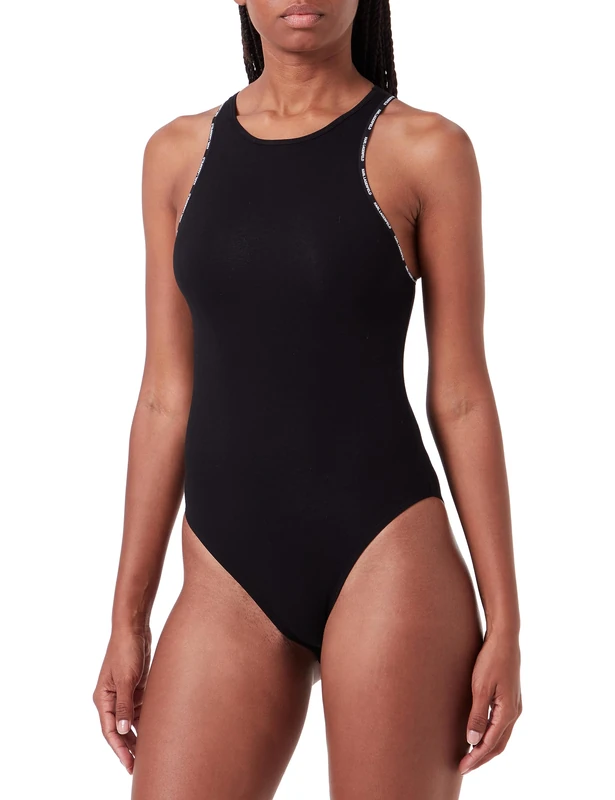 KARL LAGERFELD Women's Mini Logo Racer Back Bodysuit, Black, X-Small - Image 1