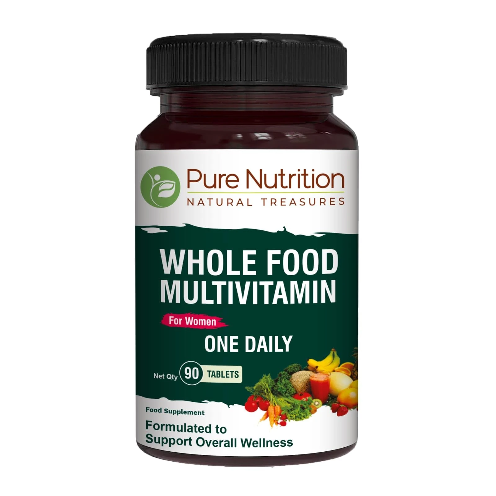 Pure Nutrition Whole Food Multivitamin for Women | 90 Tabs | One-A-Day | 100% RDA | 24 Natural Vitamins and Minerals | All Natural Plant Based Women's Multivitamin | 3 Months Supply
