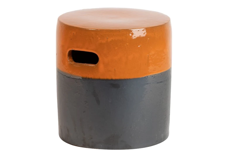 Adda Home Side Table/Stool Grey Orange 38 x 38 x 42 cm