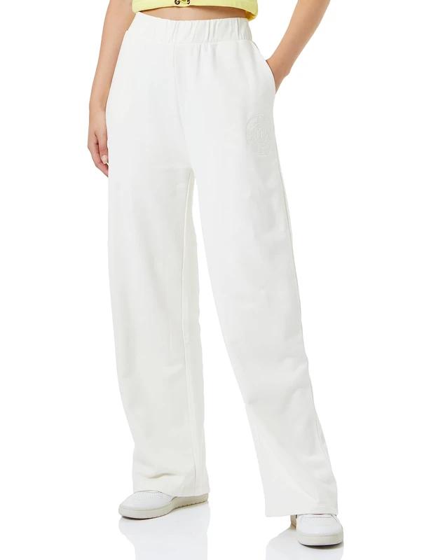 KARL LAGERFELD Women's Kl Lounge Wide Leg Sweatpants, White, L