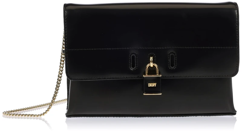 DKNY Women Crossbody Clutch, Black/Gold, Medium