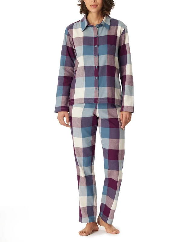 Schiesser Selected Premium Women's Long Sleeve Cotton Pyjamas, Multicoloured (Multicoloured 2), 46 Große Größen