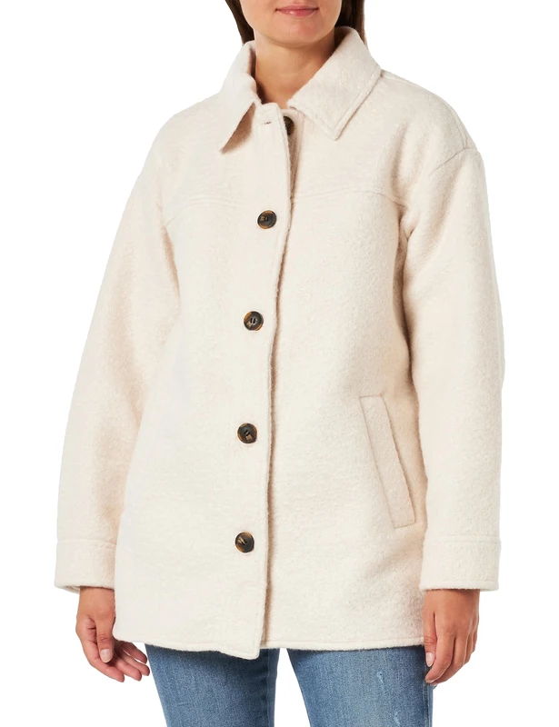 VERO MODA Women's Vmannydora Boos Jacket, Oatmeal/Detail:Solid, M