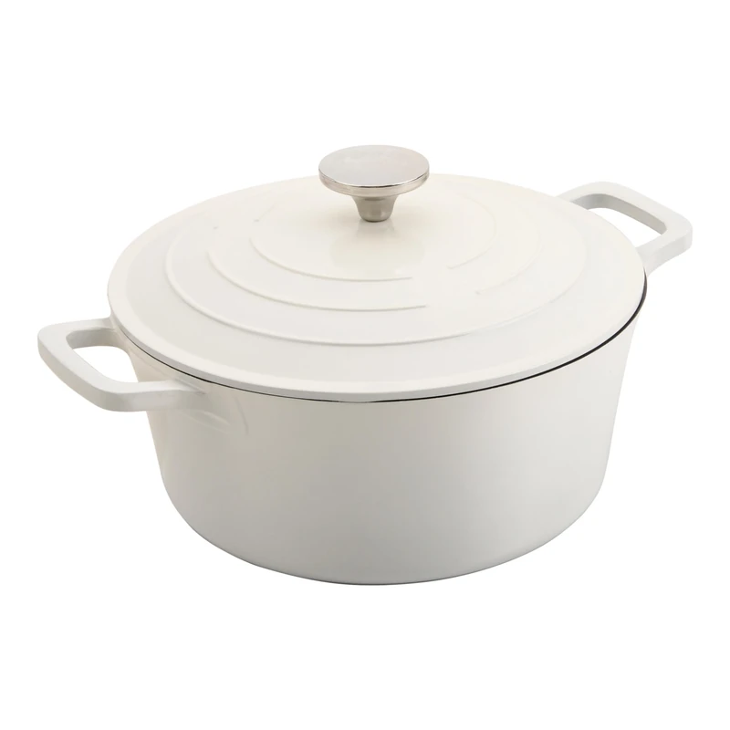 Commichef XR-720CR 20cm Cast Aluminium Round Casserole Dish, Suitable for Oven and All Types of Hob, Perfect for Stews and Casseroles, Cream
