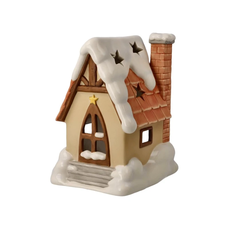 Goebel 66-704-24-1 Candle Holder Winter Forest Light House for Tea Light Stoneware 14 x 12 x 17 cm - Image 1