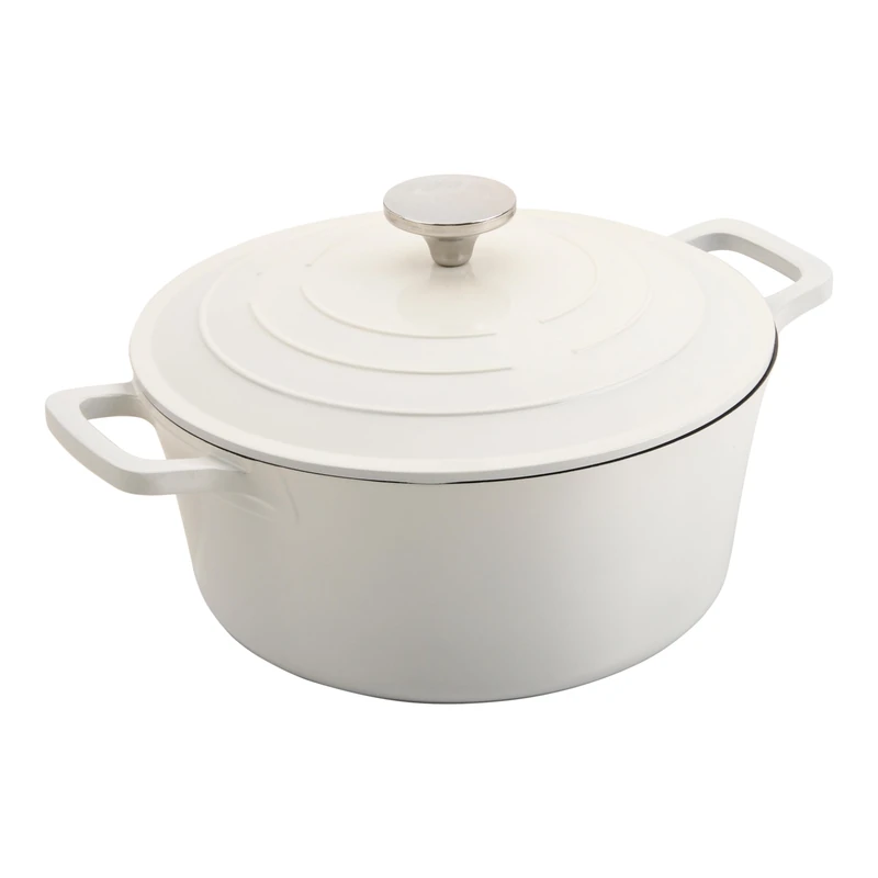 Commichef XR-728CR 28cm Cast Aluminium Round Casserole Dish, Suitable for Oven and All Types of Hob, Perfect for Stews and Casseroles, Cream